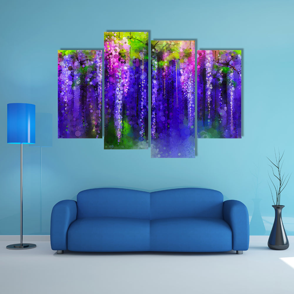 Wisteria Purple Flowers In Spring Canvas Wall Art