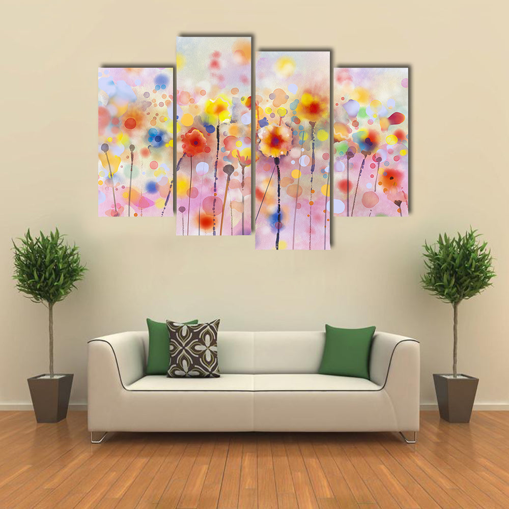 Floral Watercolor Abstract Canvas Wall Art