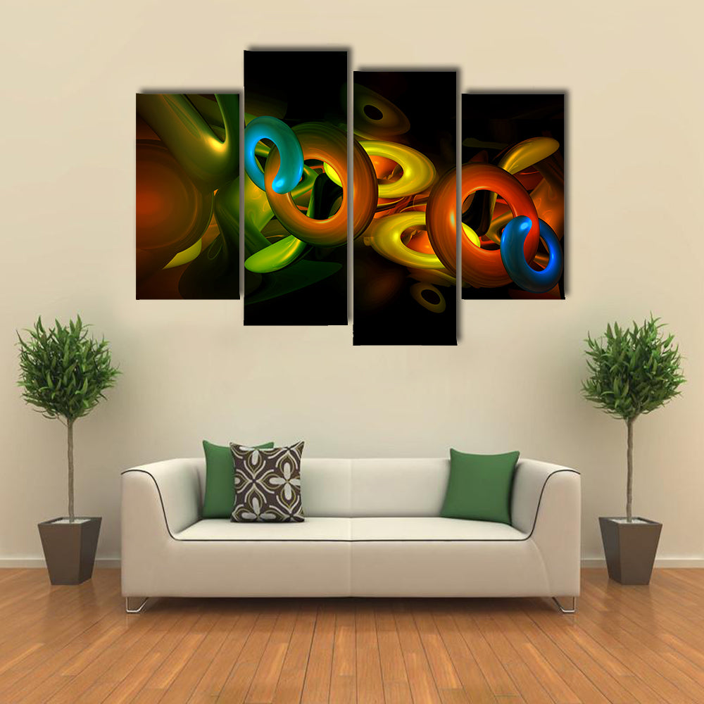 3D Colorful Shapes Abstract Canvas Wall Art