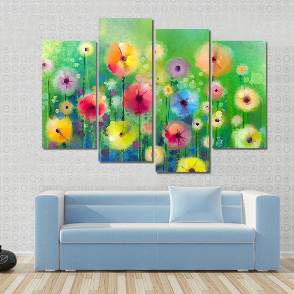 Spring Wildflower Illustration Canvas Wall Art
