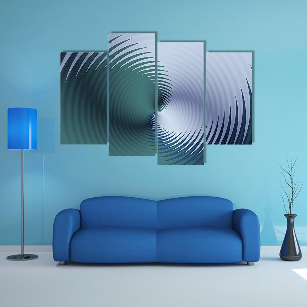 Teal Spiral Floral Pattern Canvas Wall Art