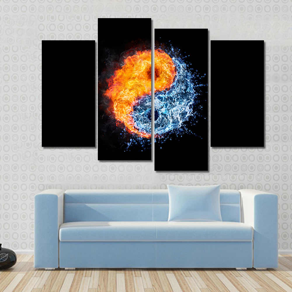 Fire And Water Tao Symbol Canvas Wall Art