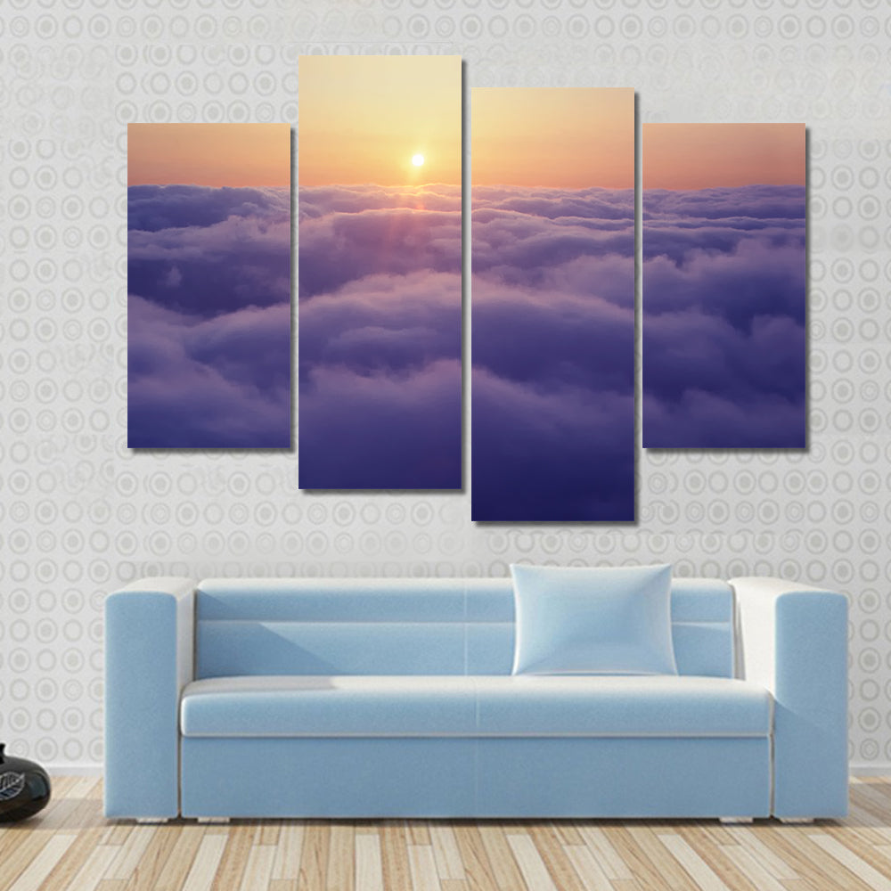 Sunset Above The Clouds Canvas Wall Art