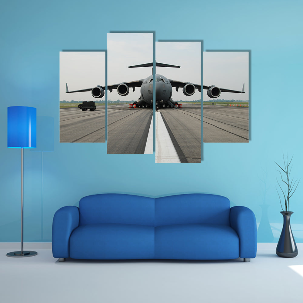 C-17 Globemaster Iii on Runway Canvas Wall Art