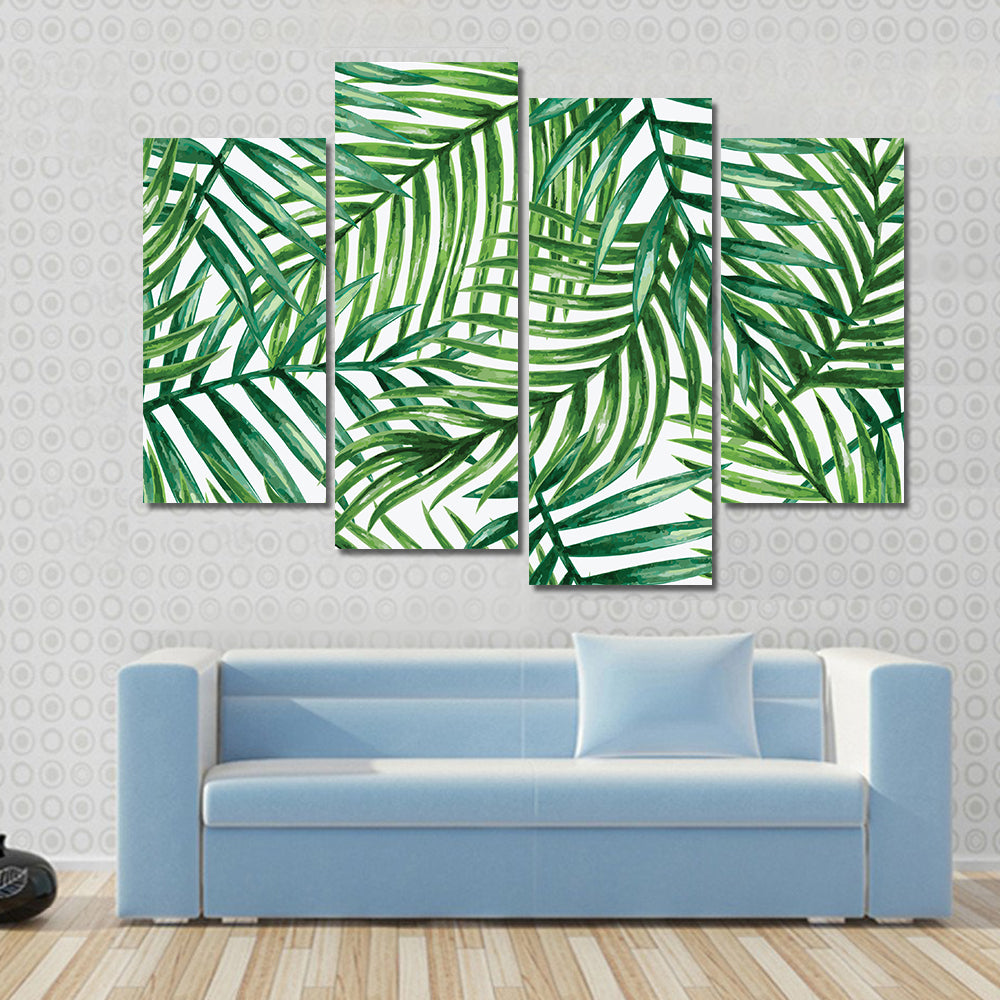 Watercolor Tropical Palm Leaves Canvas Wall Art
