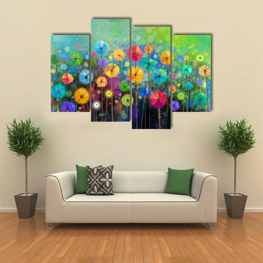 Watercolor Flowers Abstract Canvas Wall Art