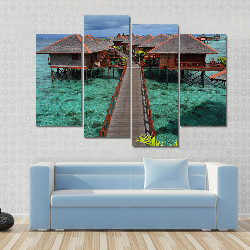 Mabul Island Overwater Bungalows Canvas Wall Art