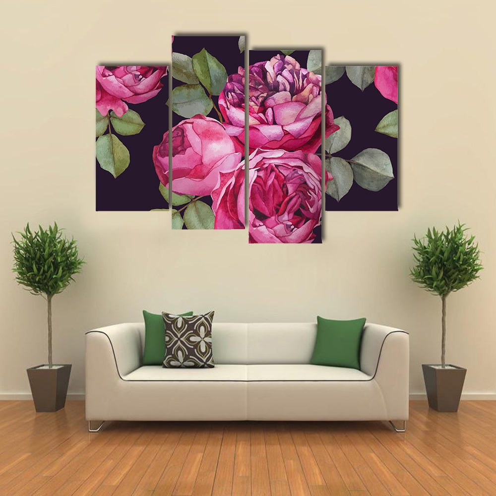 Pink Roses Bouquet Canvas Wall Art