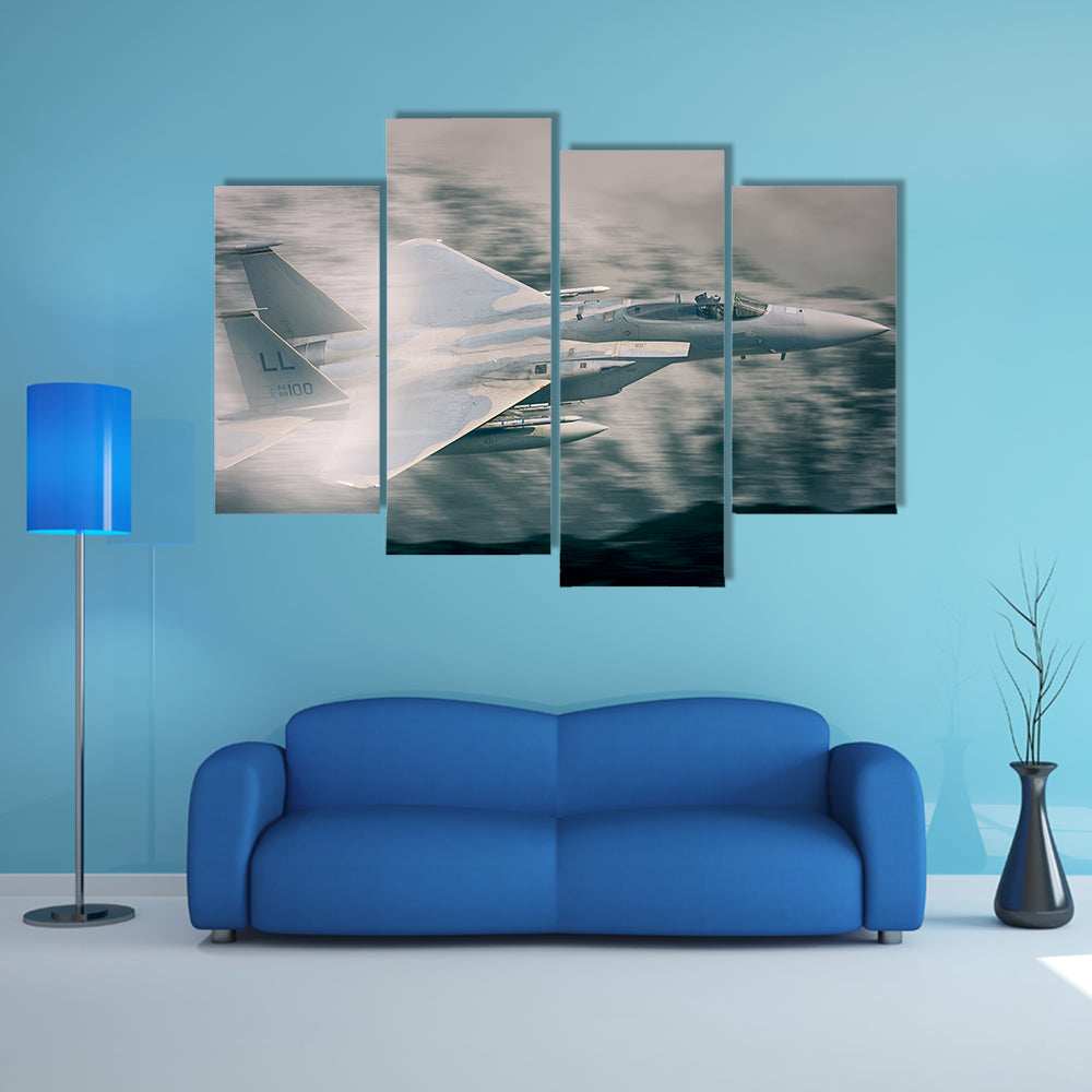 F15 Military Fighter Jet Flying Canvas Wall Art