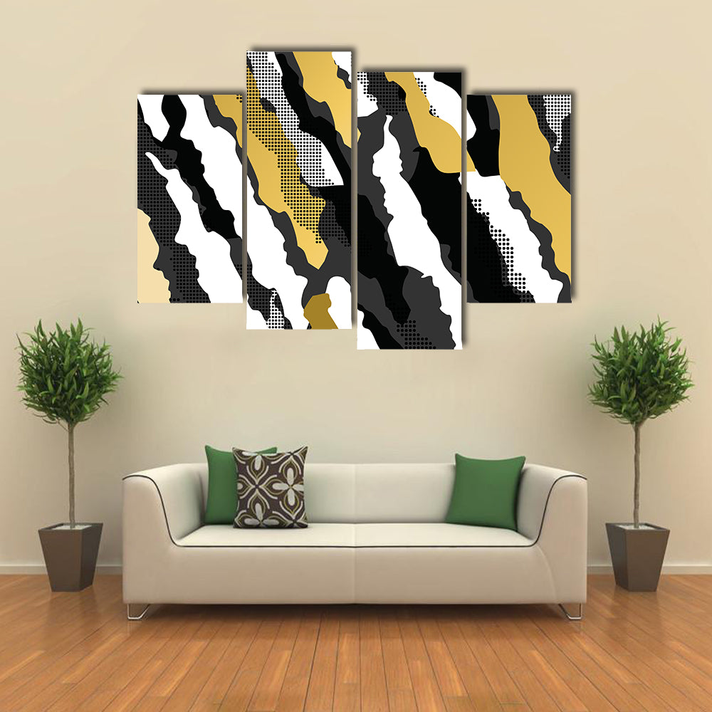 Golden Abstract Camouflage Pattern Canvas Wall Art