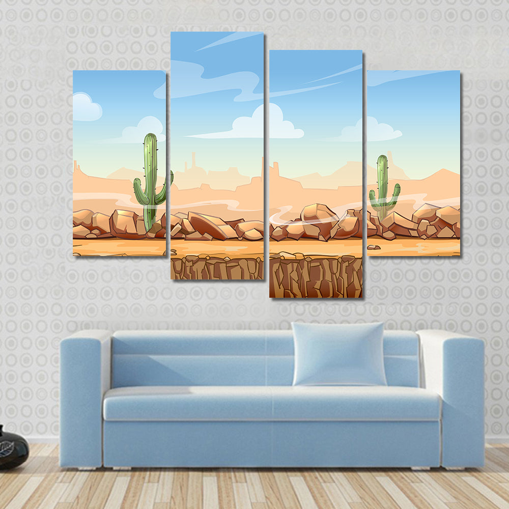 Wild West Desert Game Scene Canvas Wall Art
