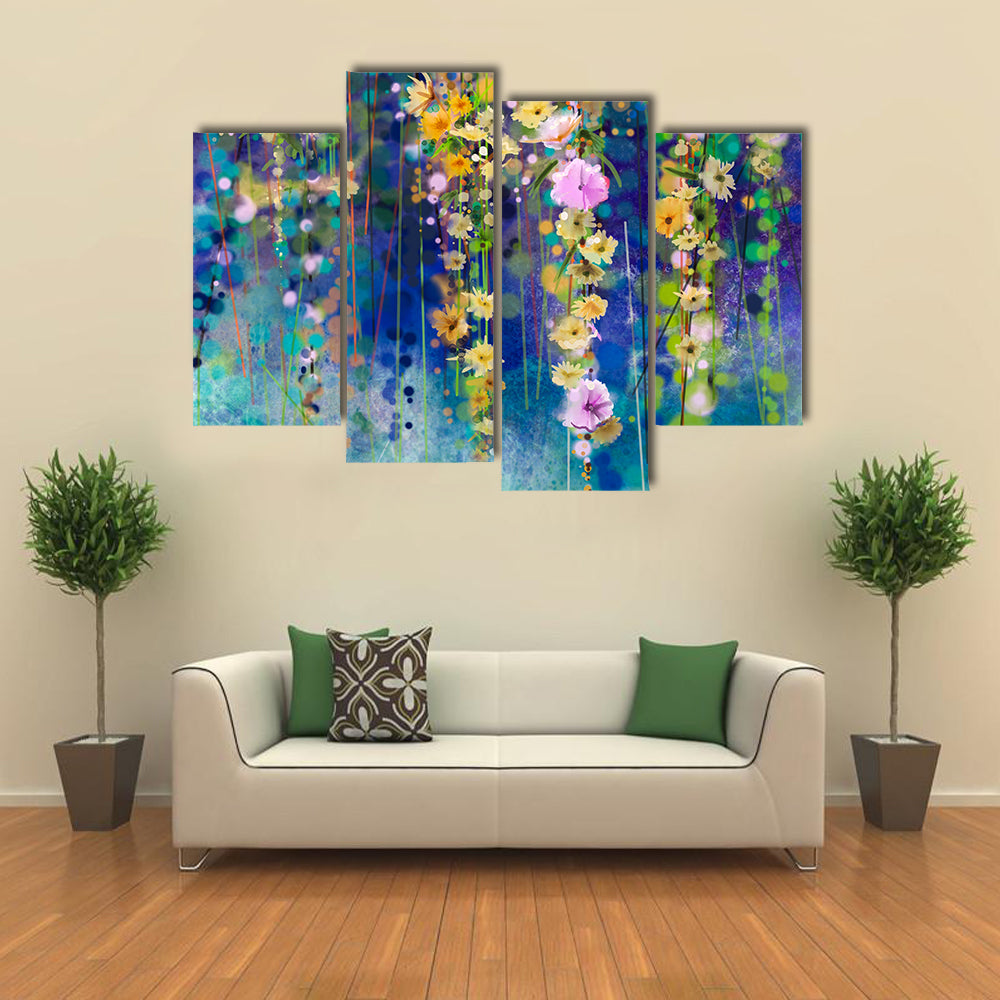 Spring Floral Field Abstract Canvas Wall Art