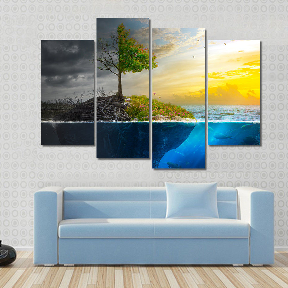 Life And Death On Floating Island Canvas Wall Art