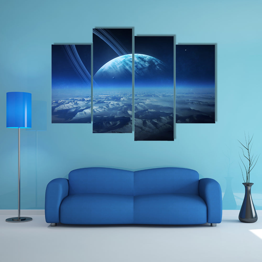 View of Uranus from Titania Canvas Wall Art