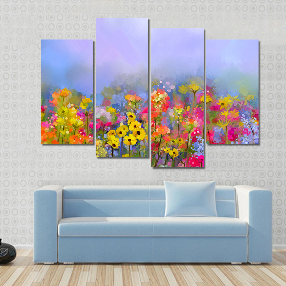 Multicolor Spring Flowers Canvas Wall Art