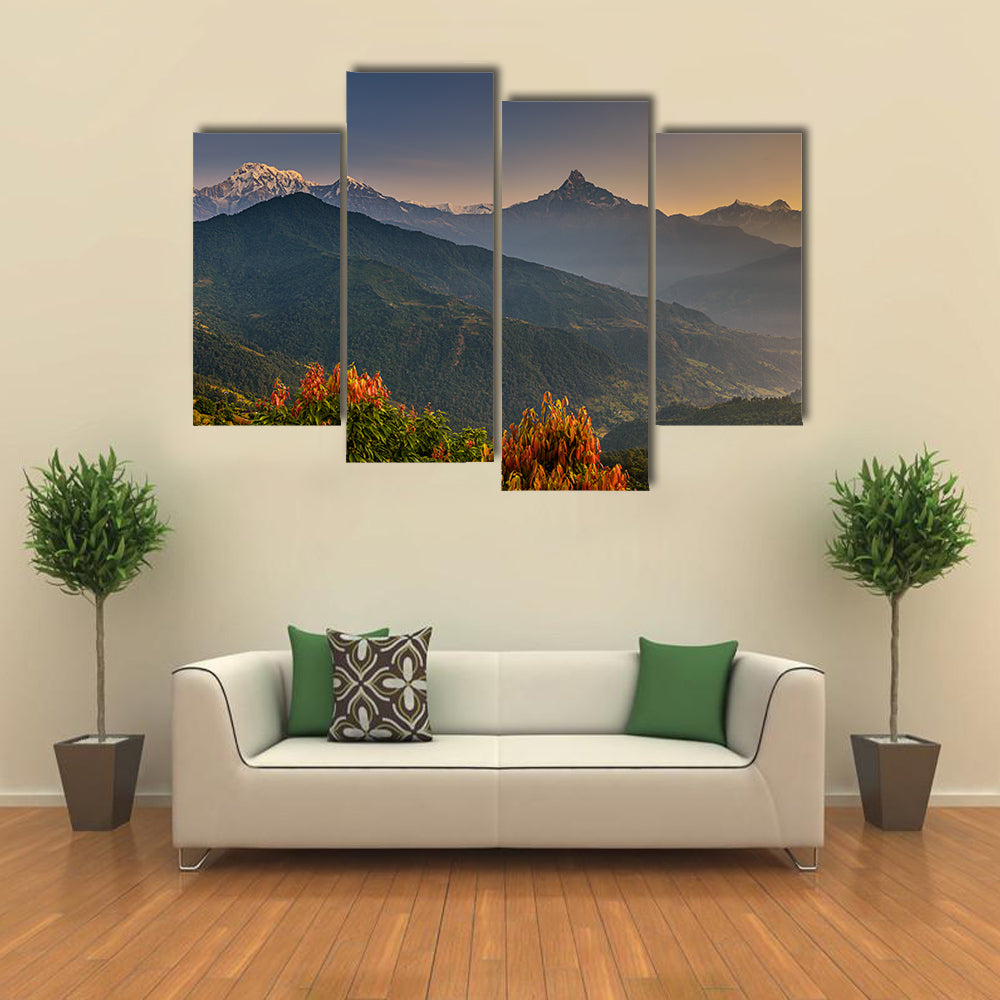 Sunrise Over Himalaya Mountains Near Pokhara Nepal Canvas Wall Art