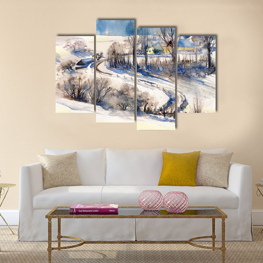 Road To Winter Village Canvas Wall Art