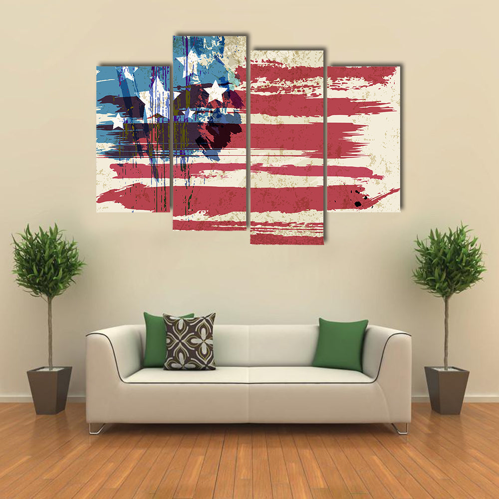 Grunge American Flag Canvas Wall Art