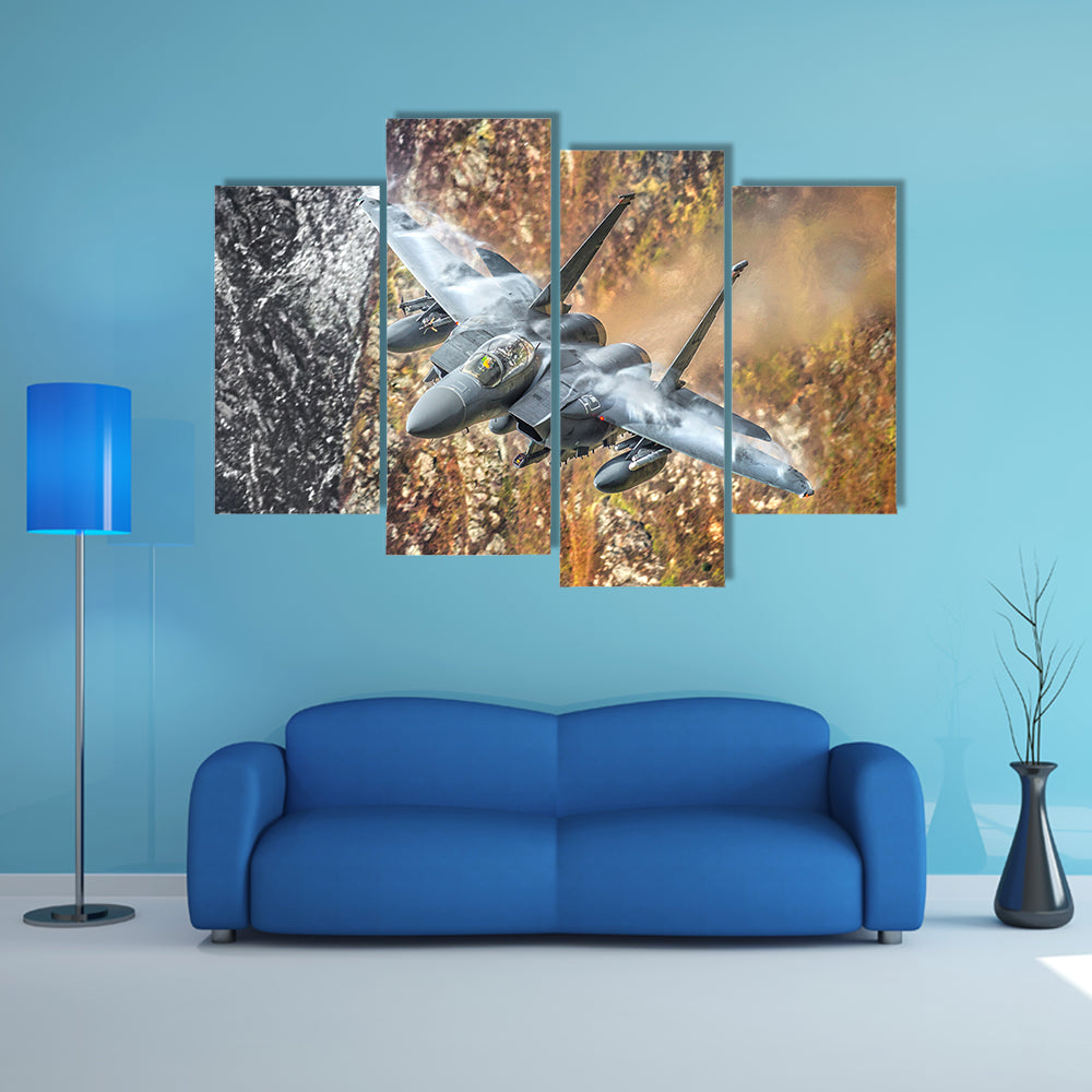 F-15 Fighter Jet Canyon Run Canvas Wall Art