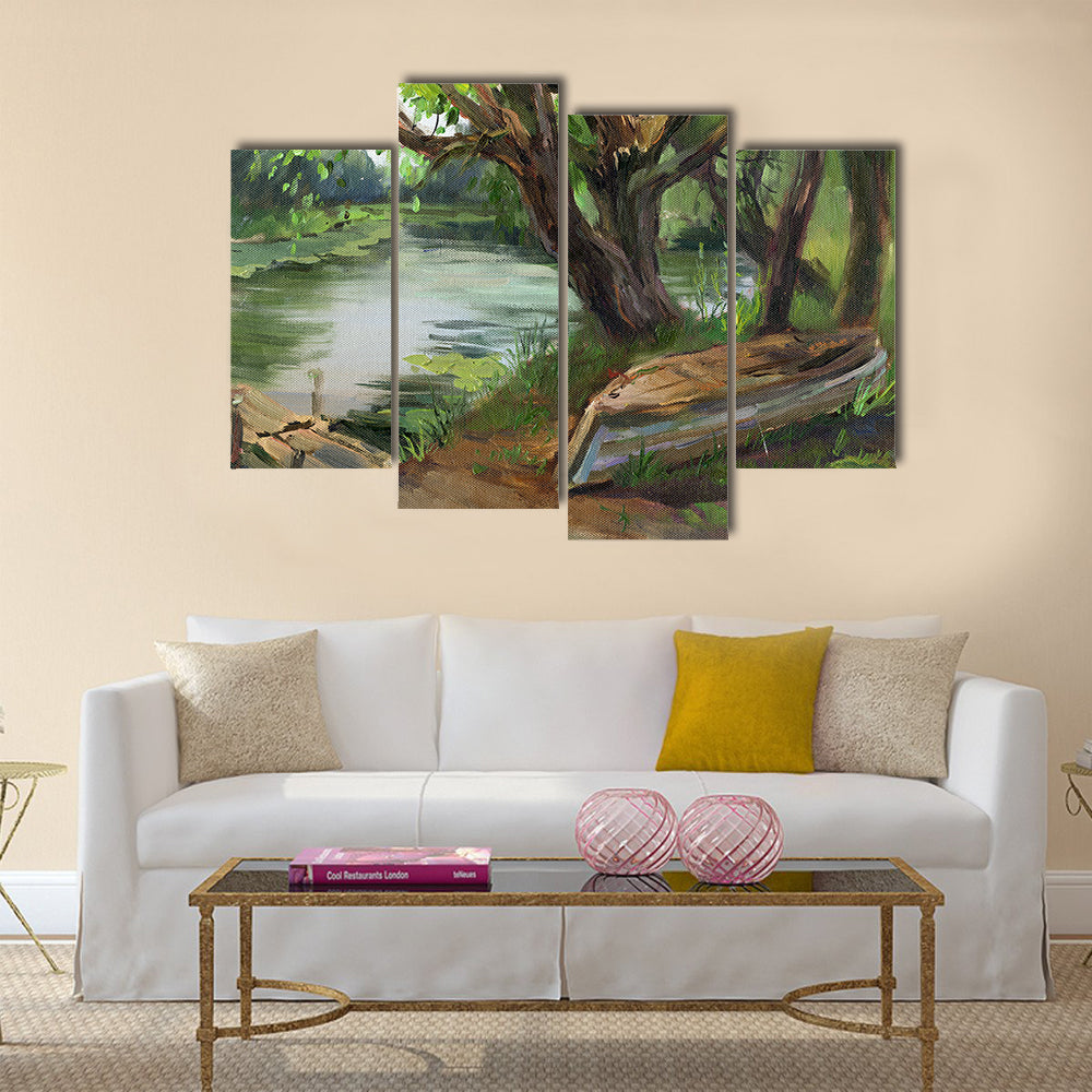 Willow Trees By The Water Canvas Wall Art