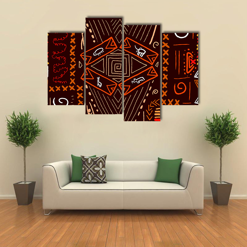 African Aboriginal Tribal Design Canvas Wall Art
