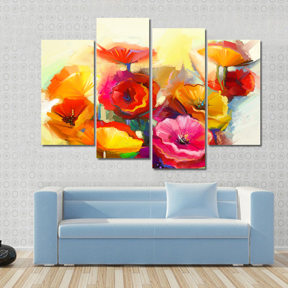 Colorful Spring Flowers Canvas Wall Art