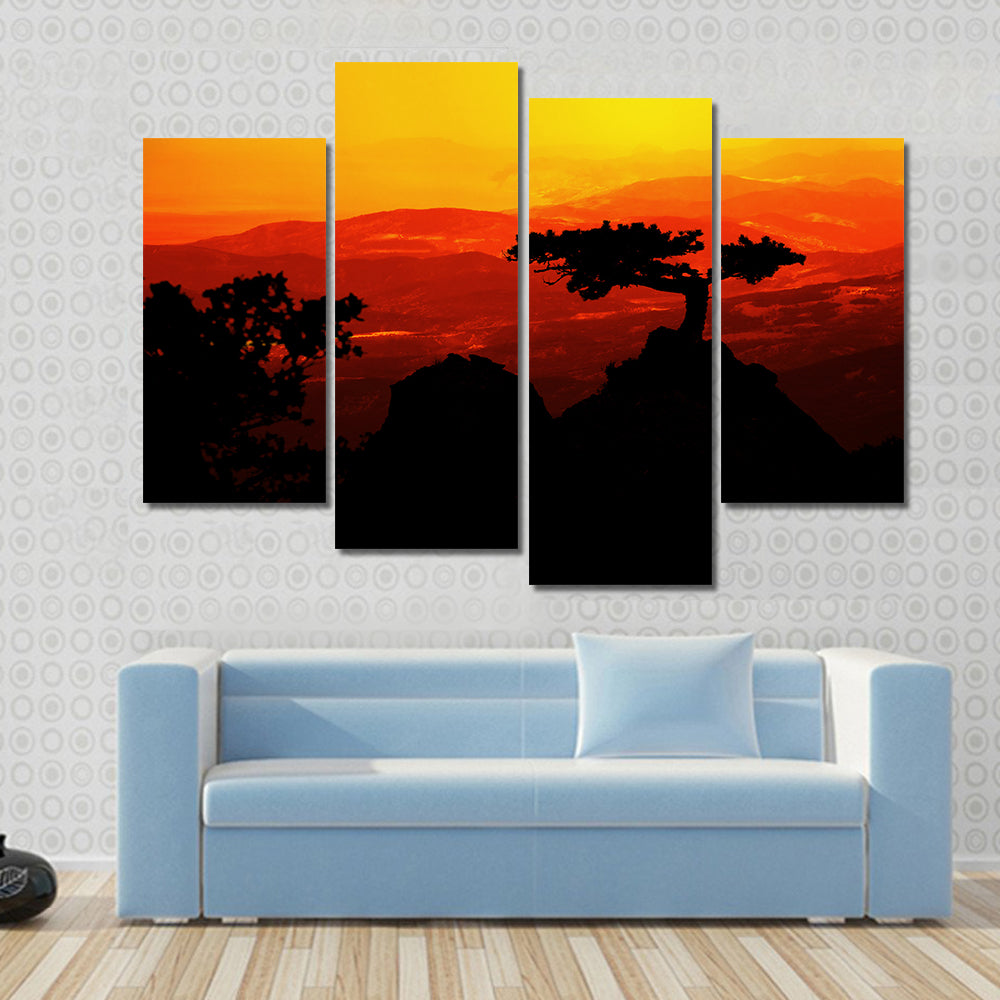 African Jungle Sunset Canvas Wall Art