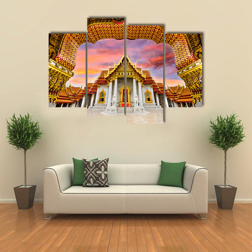 Marble Temple Of Bangkok In Thailand Canvas Wall Art