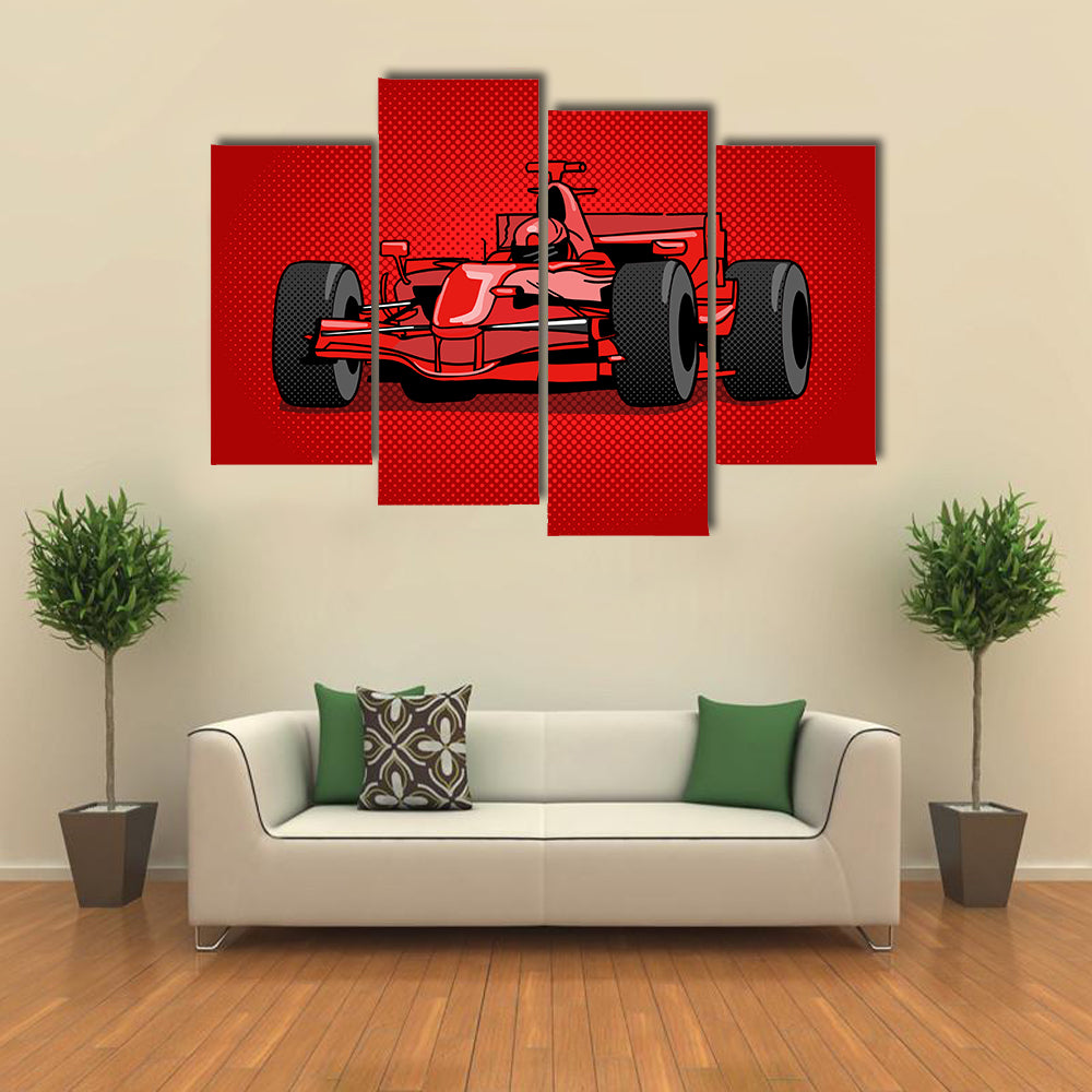 Red Pop Racing Car Canvas Wall Art
