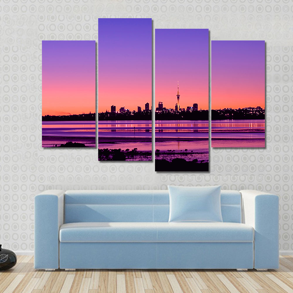 Auckland City Sunrise Canvas Wall Art