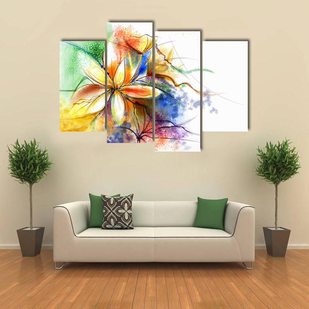 Colorful Abstract Lilies Canvas Wall Art