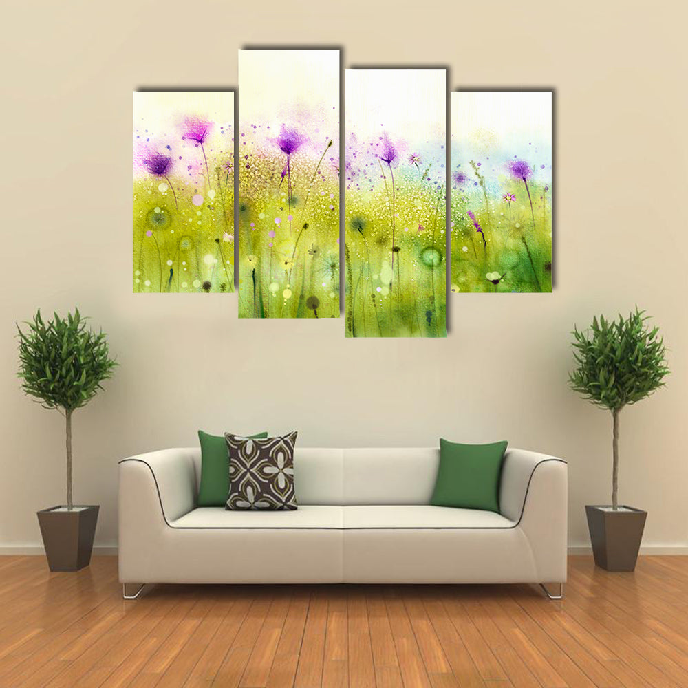 Cosmos Flowers Abstract Canvas Wall Art