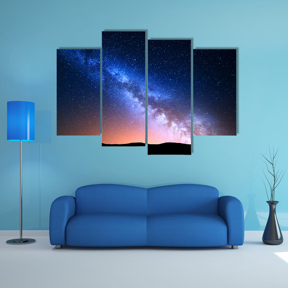 Starry Sky With Hills At Summer Canvas Wall Art