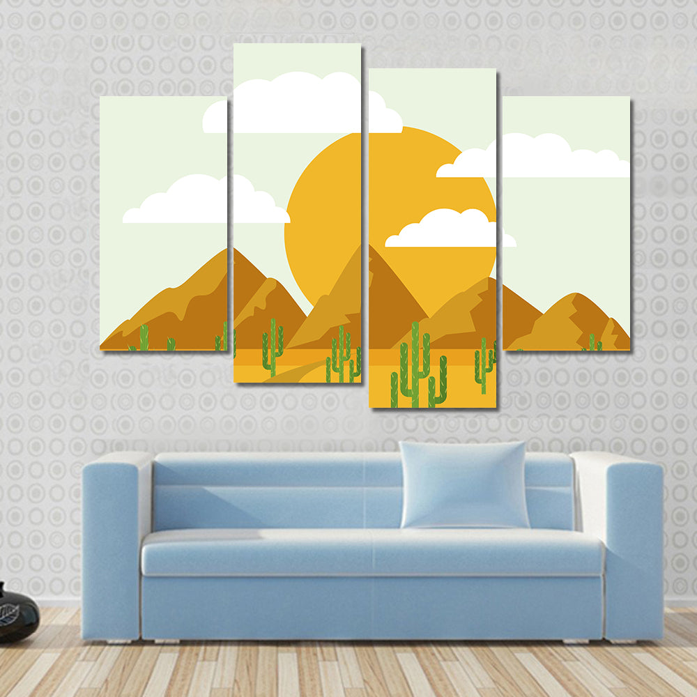 Layered Desert Vector Illustration Canvas Wall Art