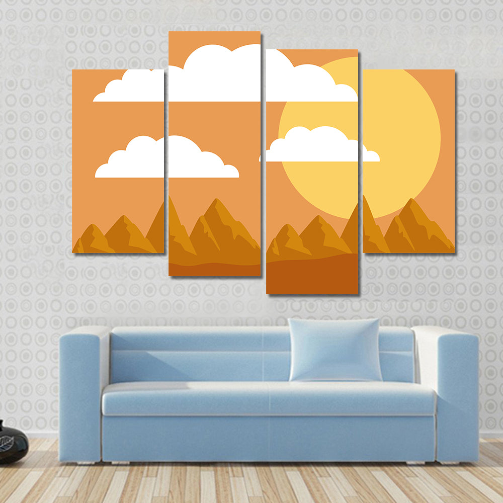 Desert Sunset Illustration Canvas Wall Art