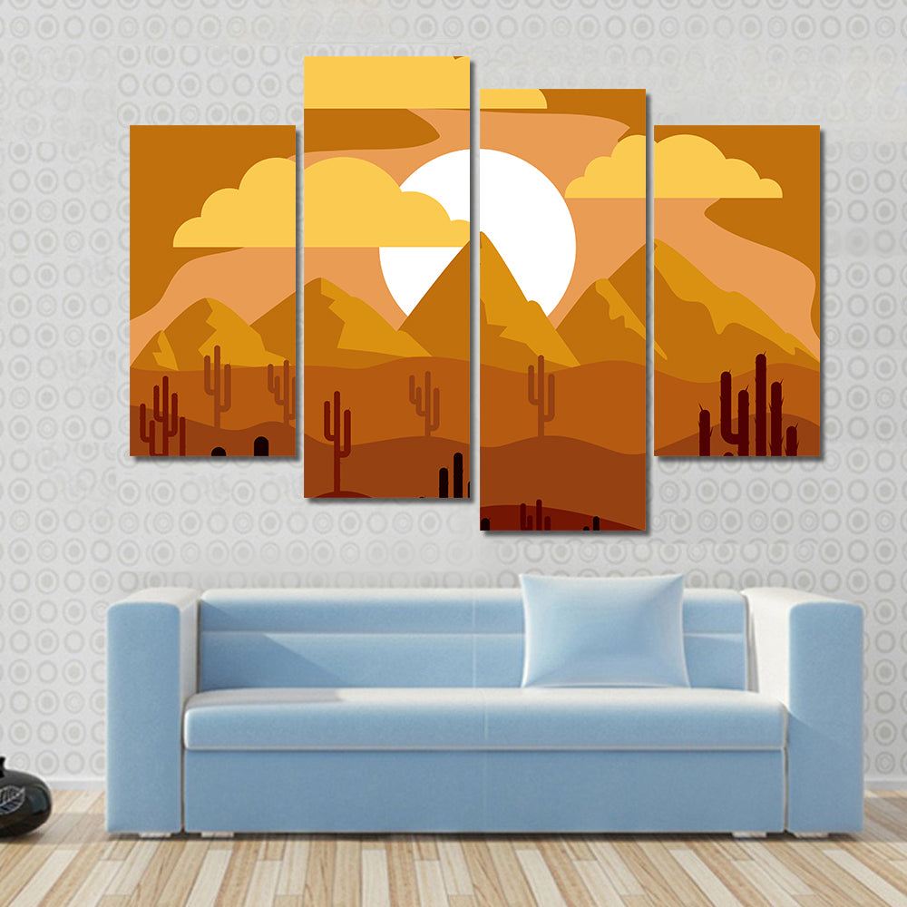 Desert Sunset with Saguaro Cacti Canvas Wall Art