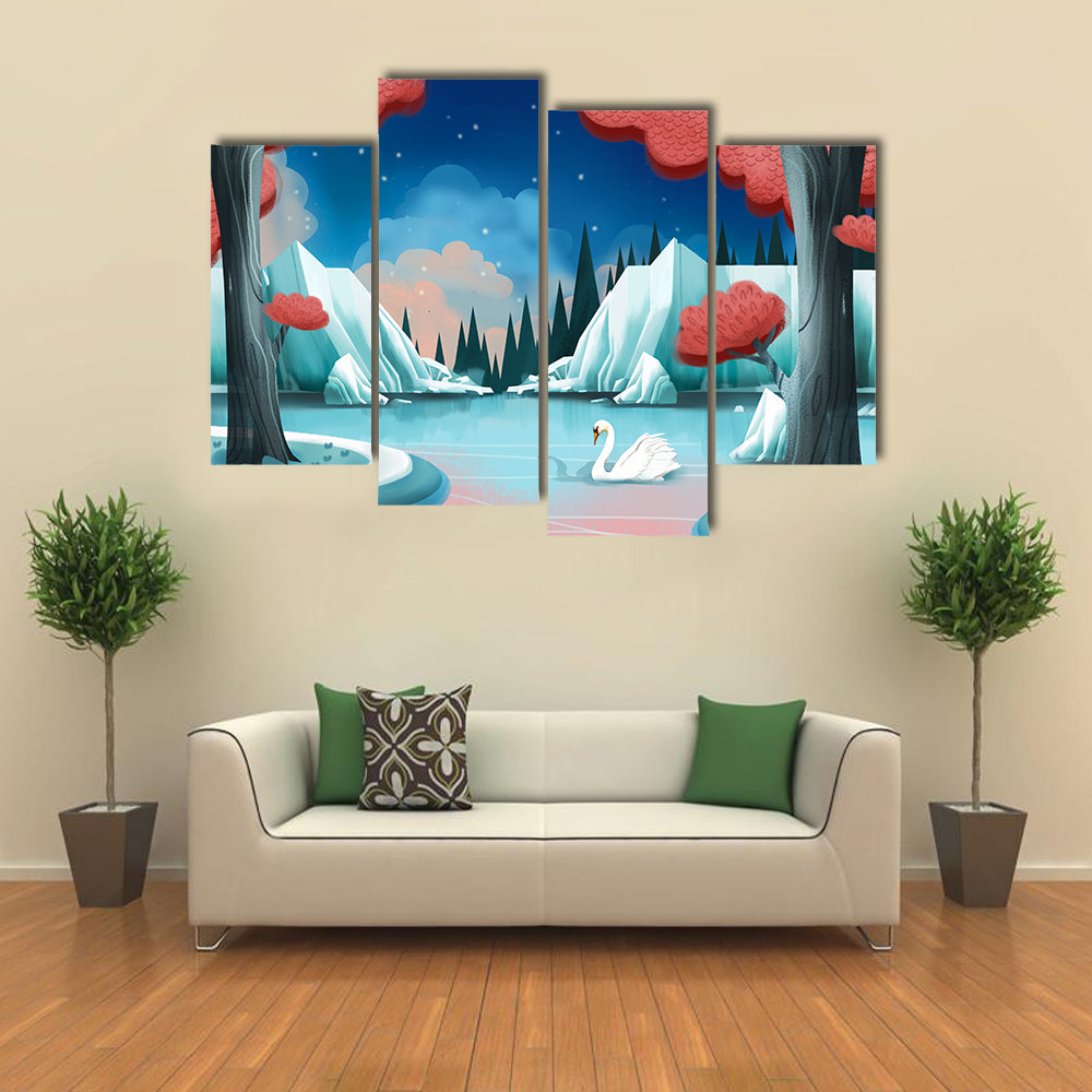Fantasy Swan Lake Canvas Wall Art