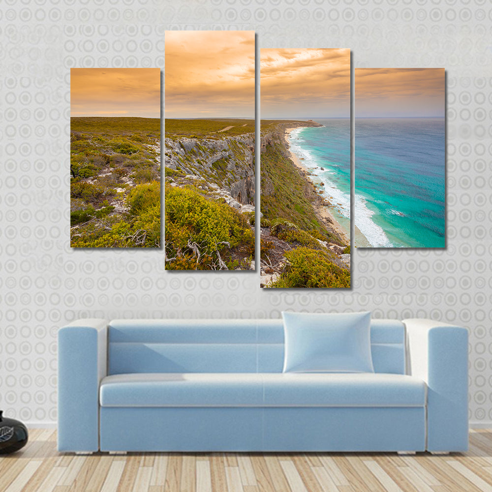 Kangaroo Island Cliffs and Turquoise Sea at Sunset Canvas Wall Art