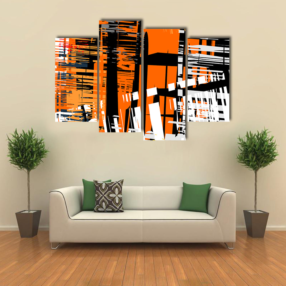 Gradient Grunge Abstract with Geometric Layers Canvas Wall Art