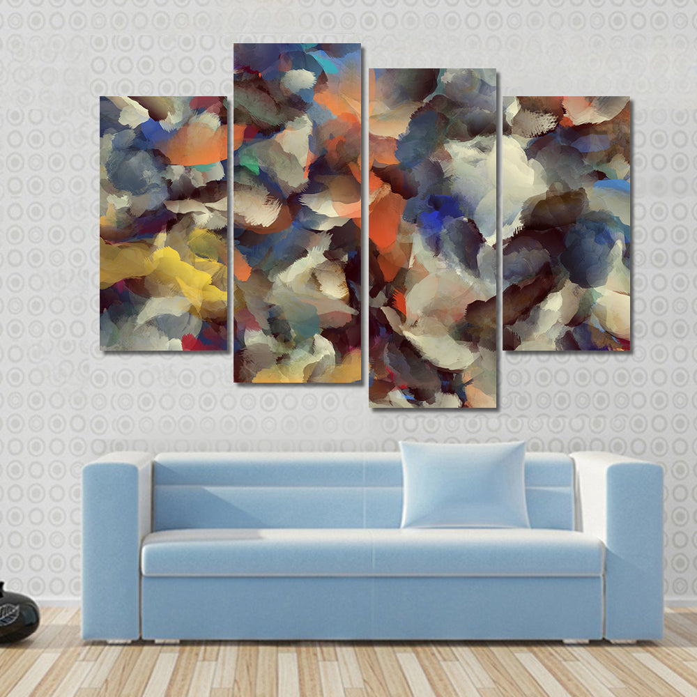 Colorful Retro Abstract Brushstroke Composition Canvas Wall Art