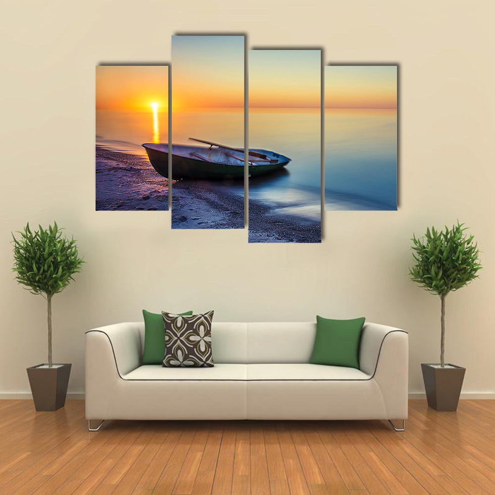 Sunset Rowboat Seascape Canvas Wall Art