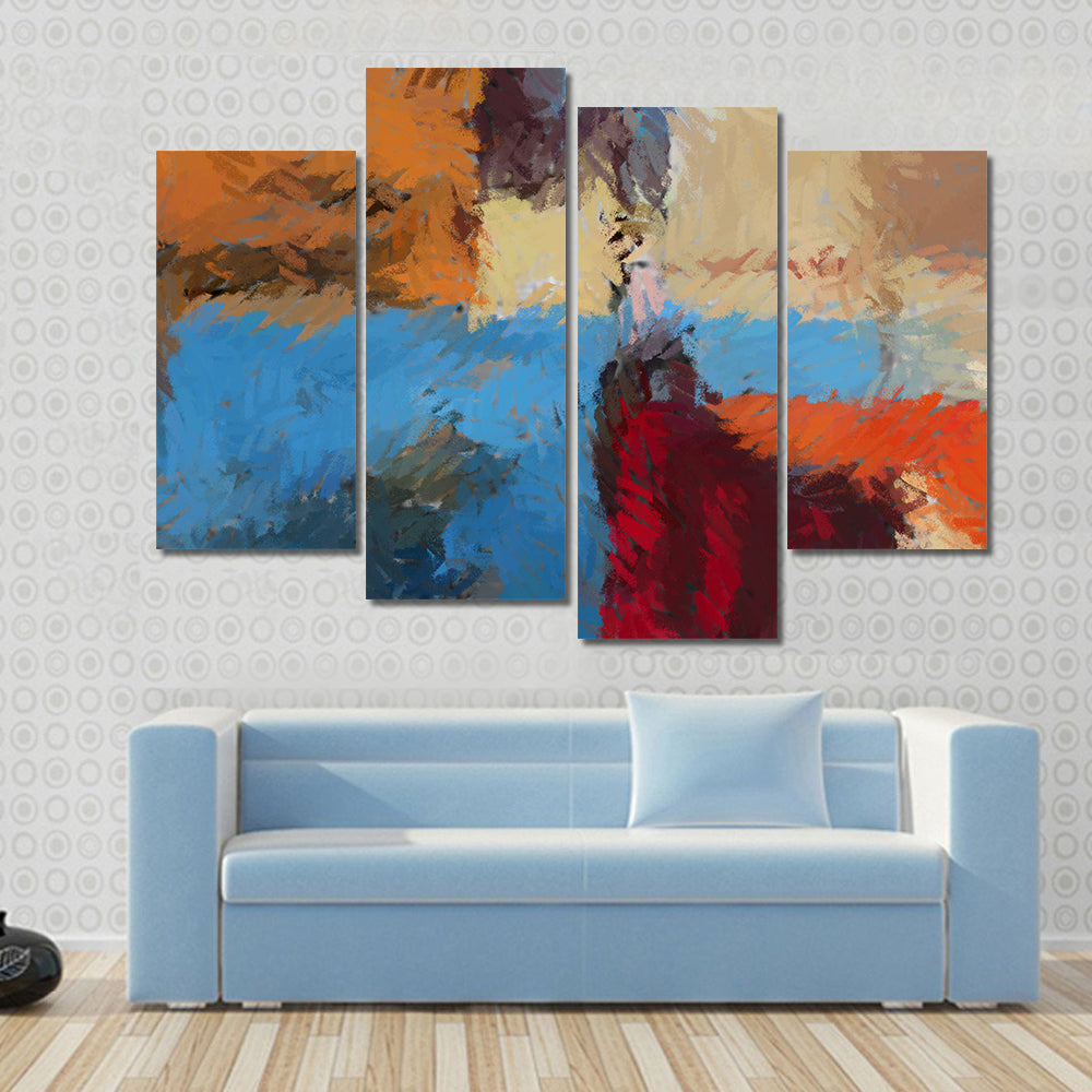 Hand-drawn Textured Abstract Painting Canvas Wall Art