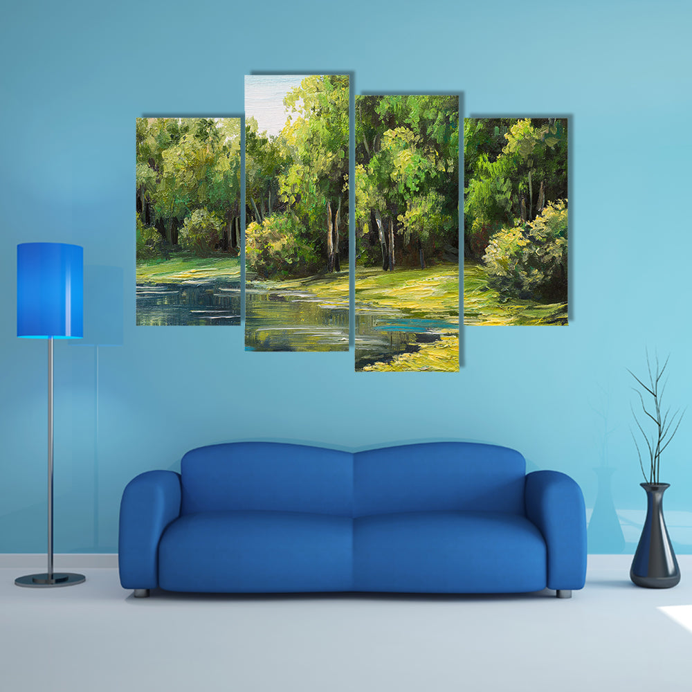 Lake in the Forest Canvas Wall Art