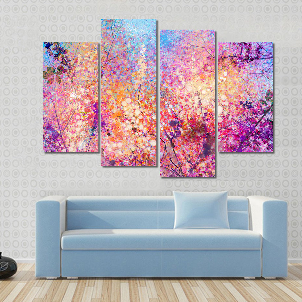 Cherry Blossom Flower Abstract Canvas Wall Art