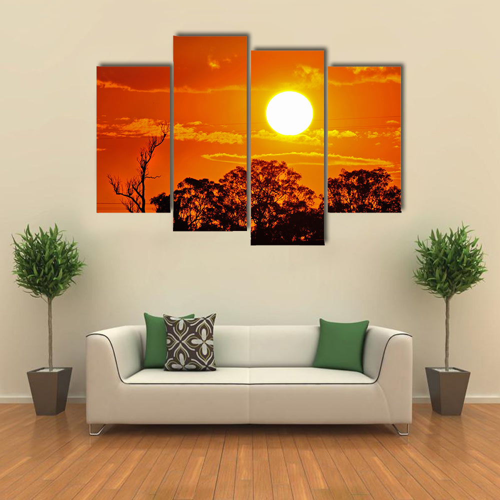 Burning Sun Over Jungle Canvas Wall Art