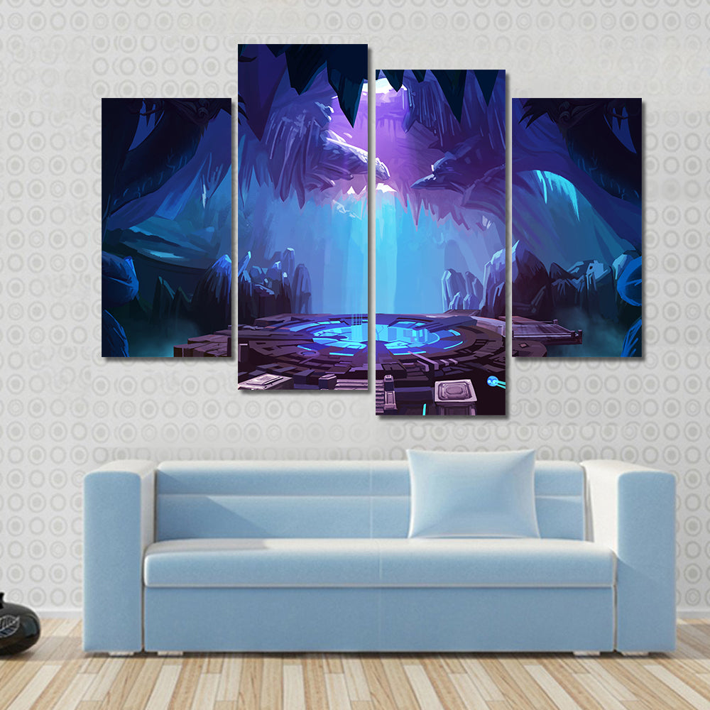 Mysterious Cavern with Glowing Platform Canvas Wall Art
