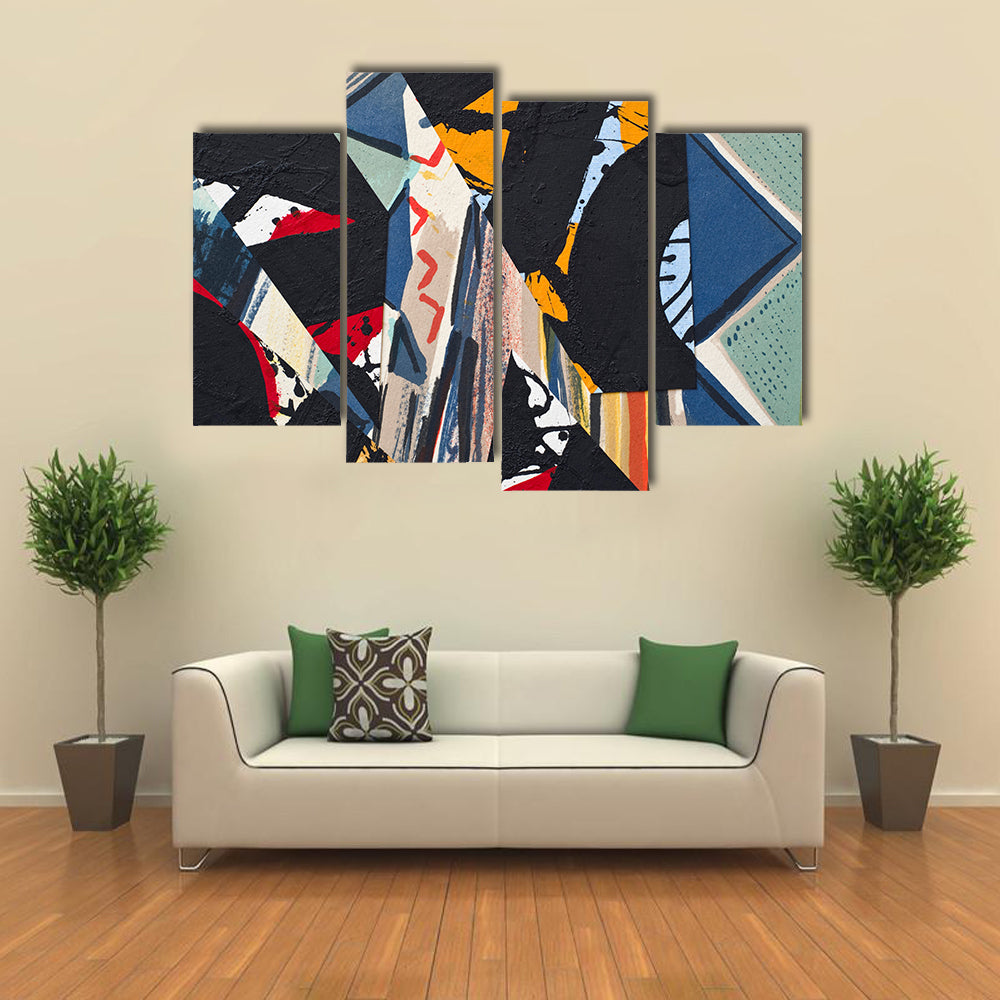 Hand Painted Paper Collage Canvas Wall Art