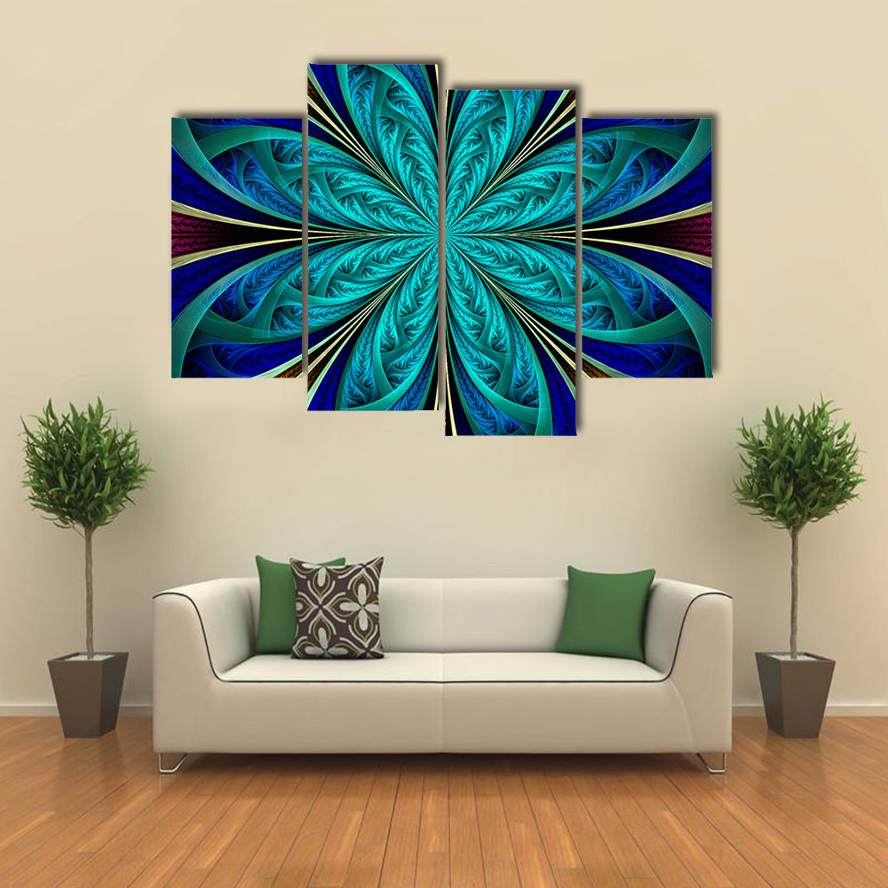 Multicolored Fractal Flower Canvas Wall Art