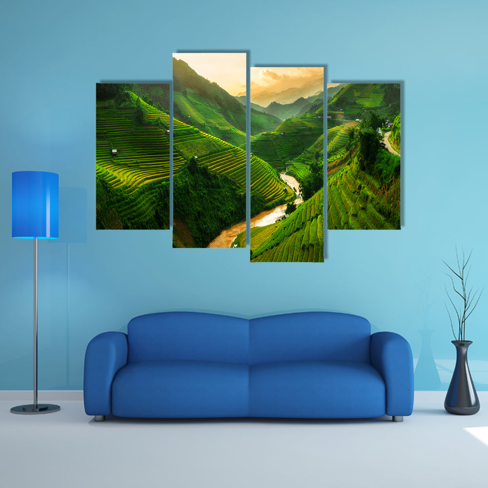 Terraced Rice Field In Mu Cang Chai In Vietnam Canvas Wall Art