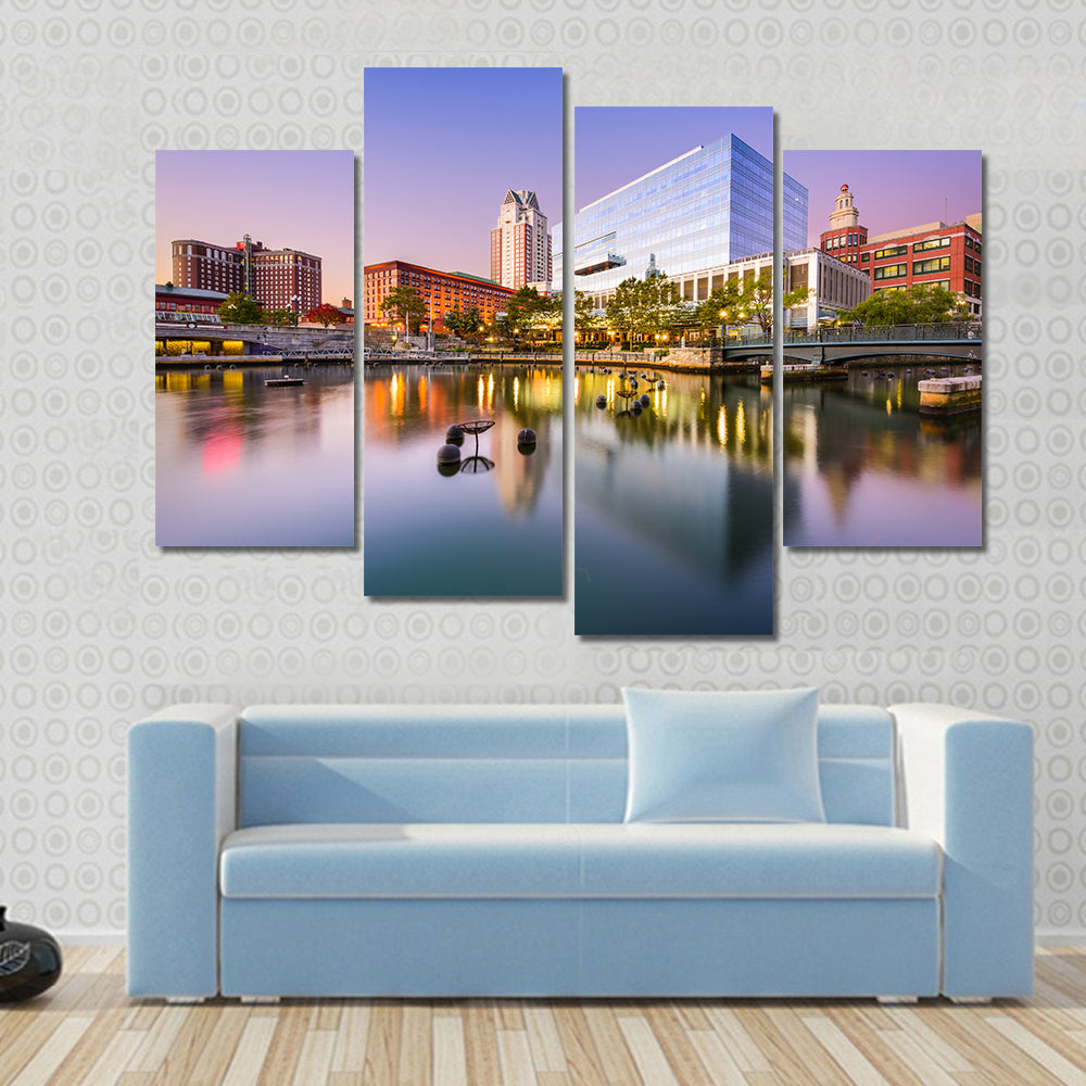 Providence Skyline at Blue Hour Canvas Wall Art